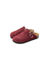 Wide Suede Bordeaux Mules