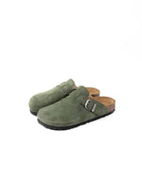 Wide Green Suede Mules