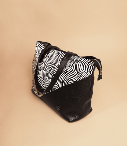 Tote Bag Preto C/ Animal Print Zebra