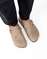 Mules Pele Taupe Homem