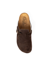 Wide Chocolate Suede Mules