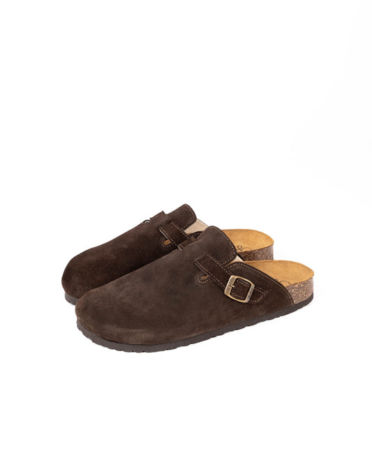 Wide Chocolate Suede Mules