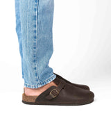Wide Chocolate Skin Mules