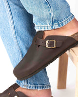 Wide Chocolate Skin Mules