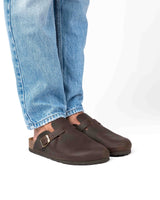 Wide Chocolate Skin Mules