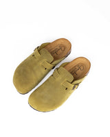 Wide Green Leather Mules