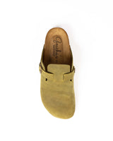 Wide Green Leather Mules
