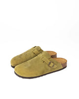 Wide Green Leather Mules