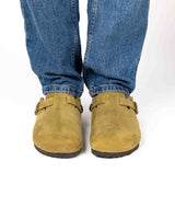 Wide Green Leather Mules