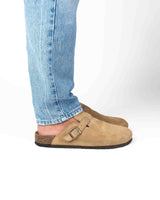 Wide Suede Sand Mules