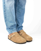 Wide Suede Sand Mules