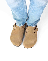 Wide Suede Sand Mules