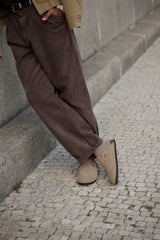 Mules Pele Taupe Homem