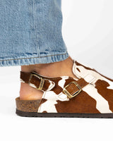 Sandálias Mules Cow Castanho