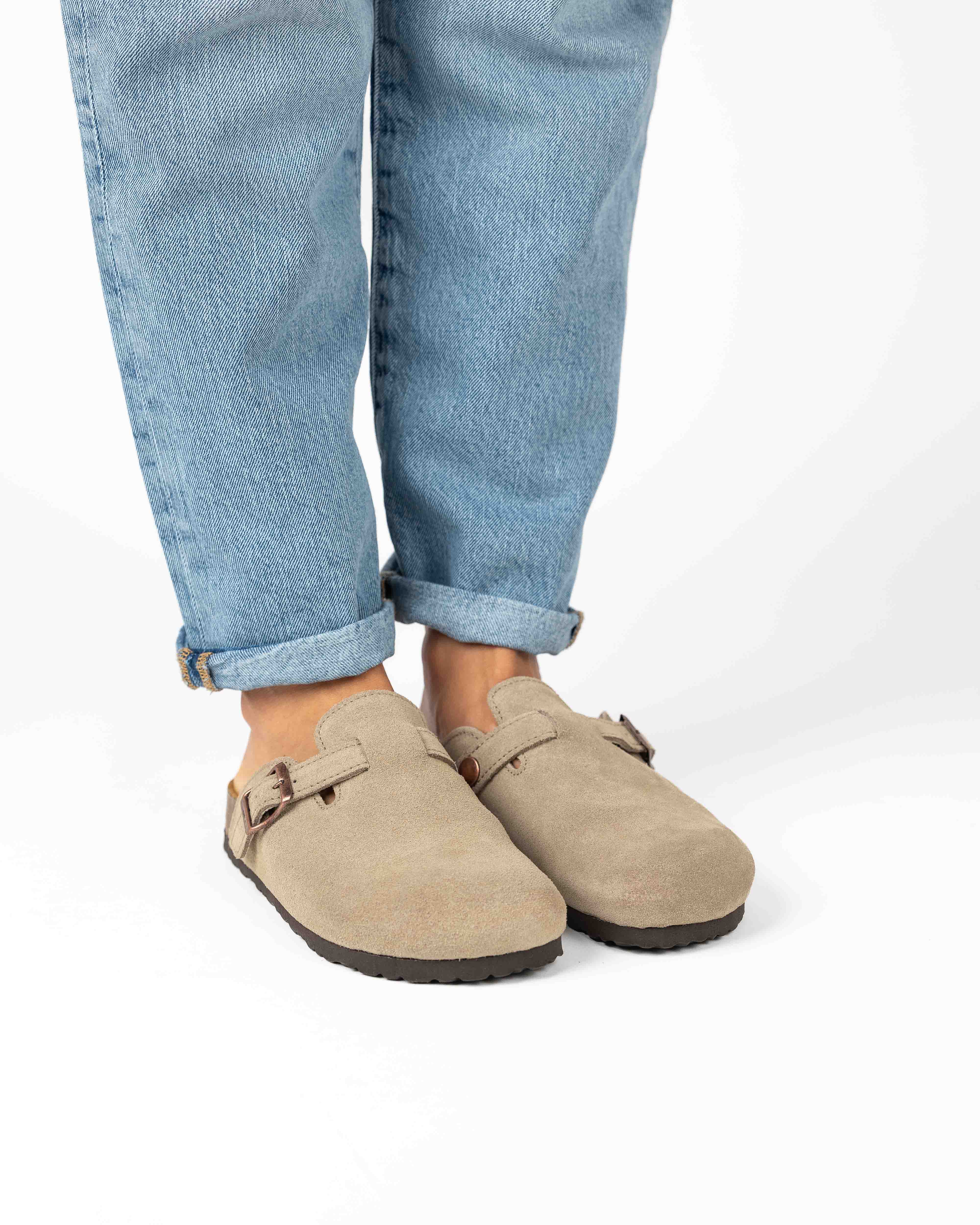 Mules Camurça Taupe