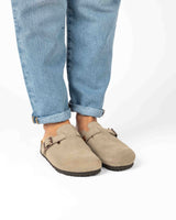 Taupe Suede Mules