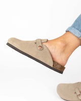 Taupe Suede Mules