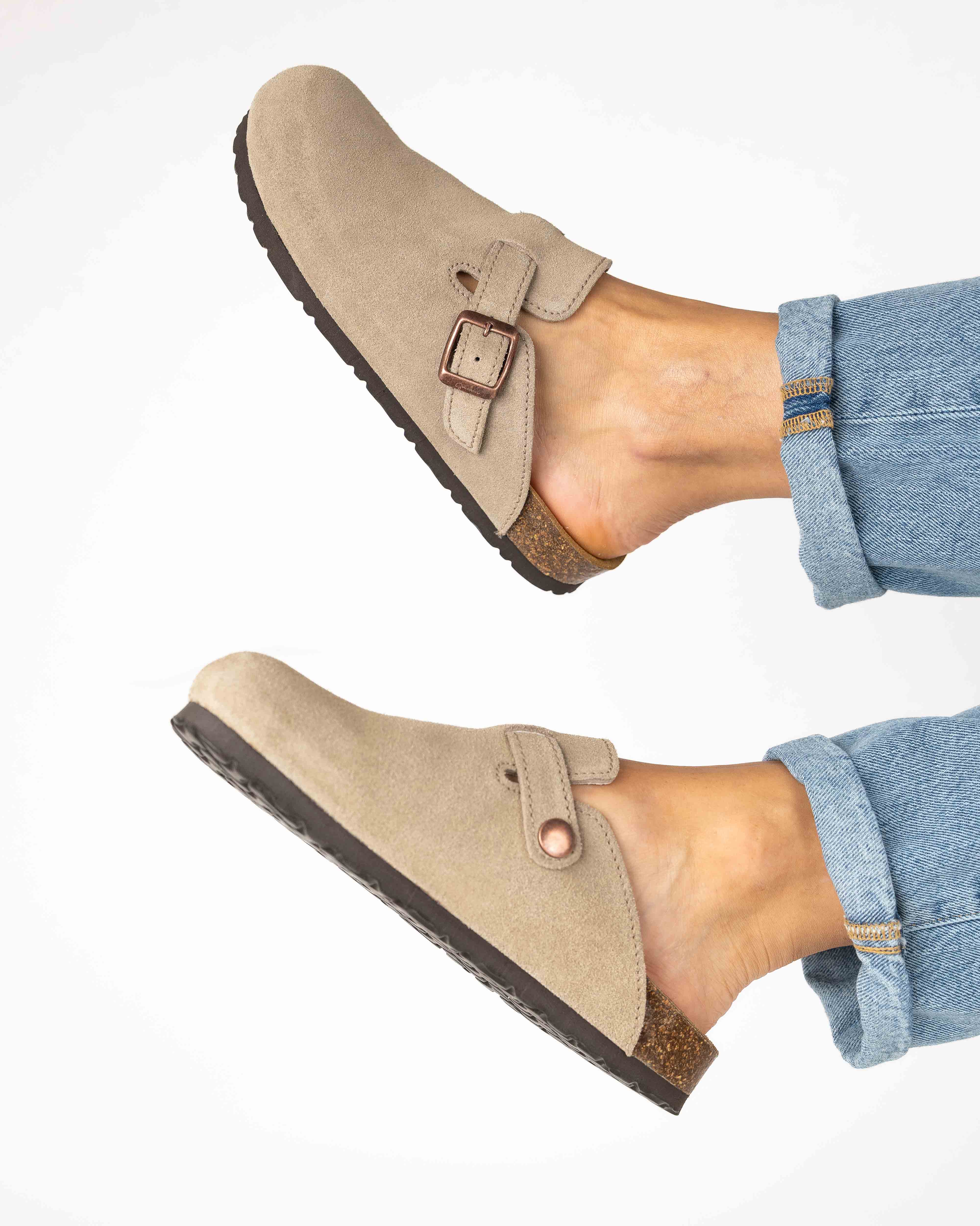 Mules Camurça Taupe