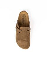 Wide Suede Hazelnut Mules