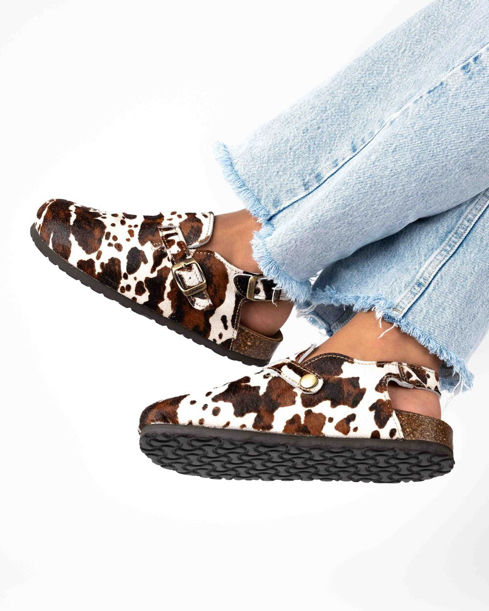 Sandalia mules ancha tricolor