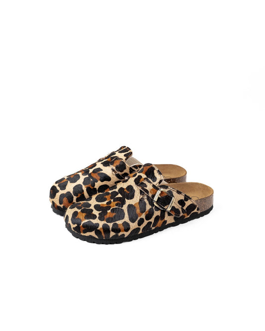 Wide Leopard Mules