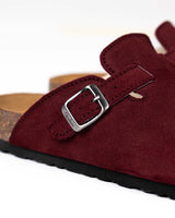 Mules anchos de ante burdeos
