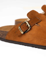 Mules anchos de ante color camel
