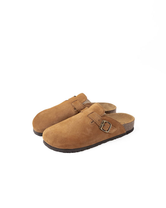 Wide Suede Mules Honey