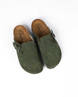 Mules anchos de ante verde