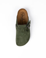 Mules anchos de ante verde