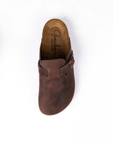 Mules anchos de piel marrón
